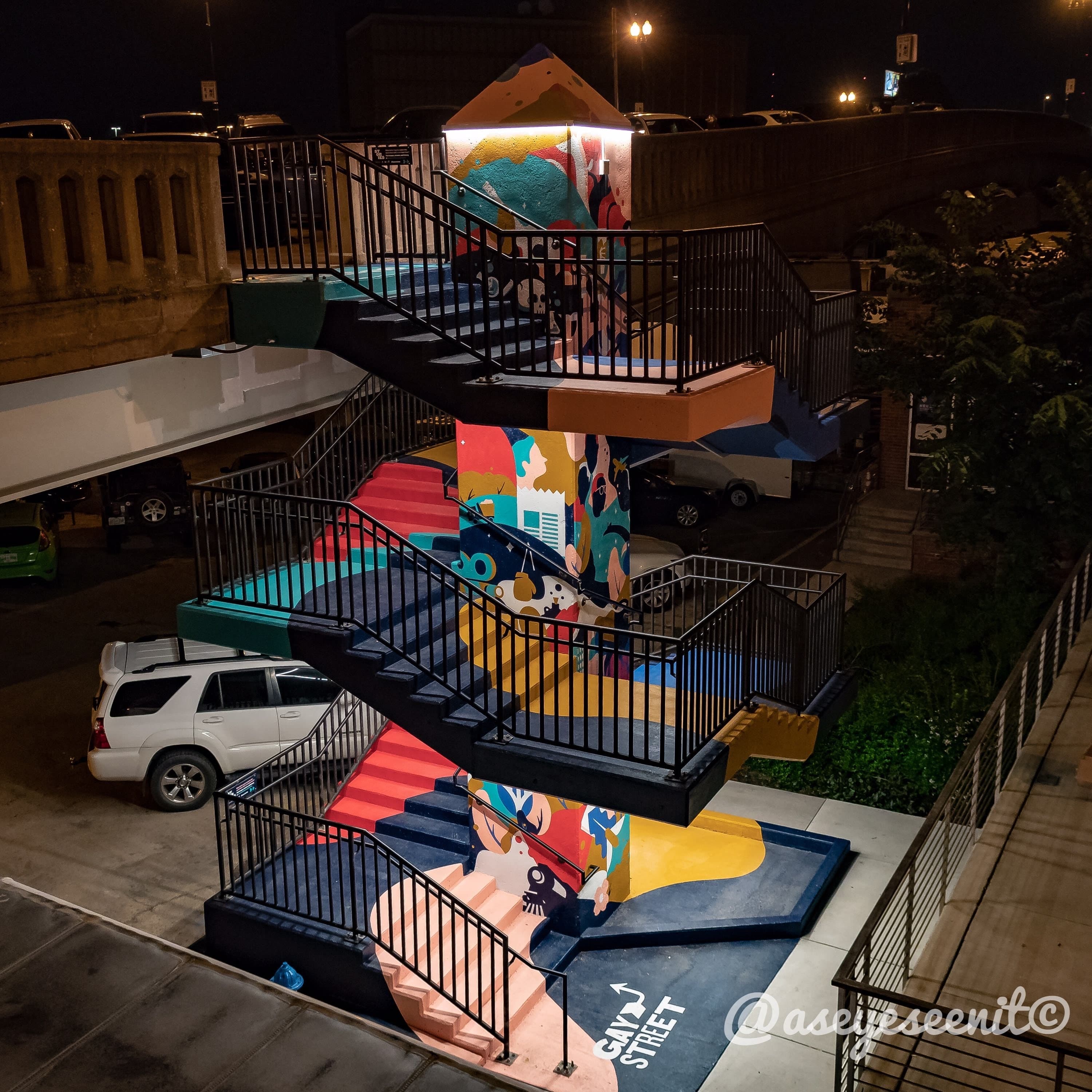 "Scavenger Hunt" mural designed by Erik Vass at Robin Easter Design, painted by Tim Coulter and Dewayne Wilson. It is located in downtown Knoxville, TN. 